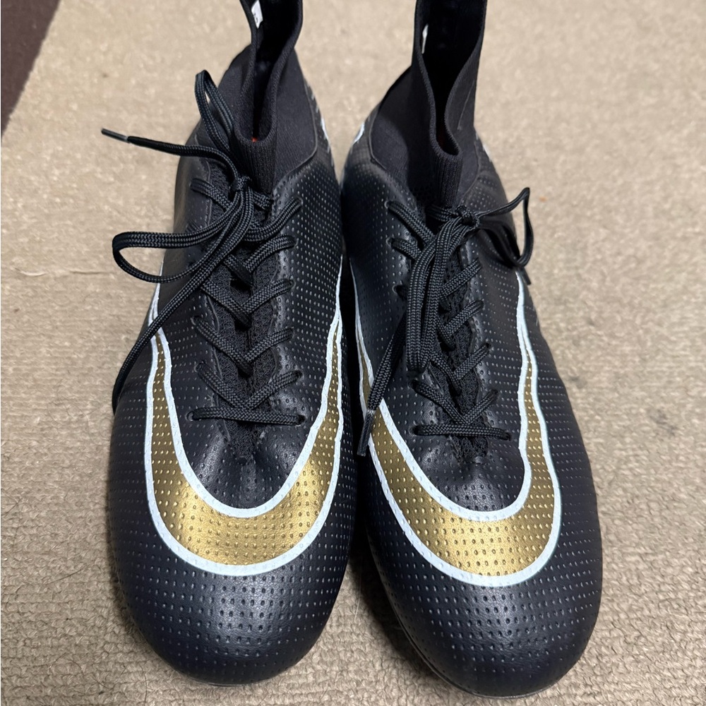 Generic Men's Black and Gold Cleats and Athletic Shoes